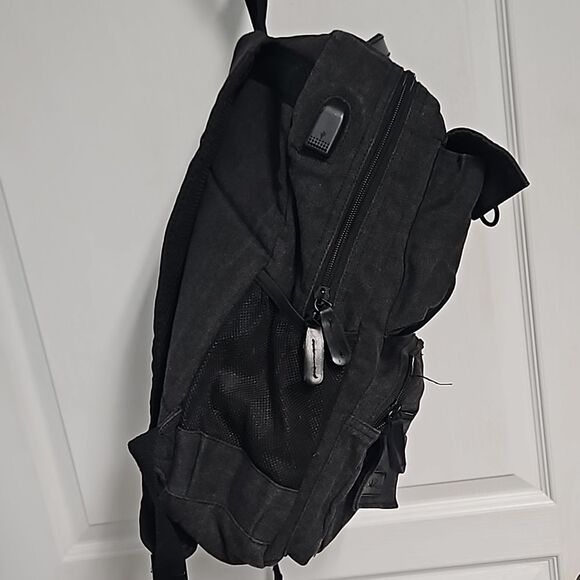 Bella Russo Charcoal Canvas Backpack - Multi Pocket USB Port Laptop main image 6